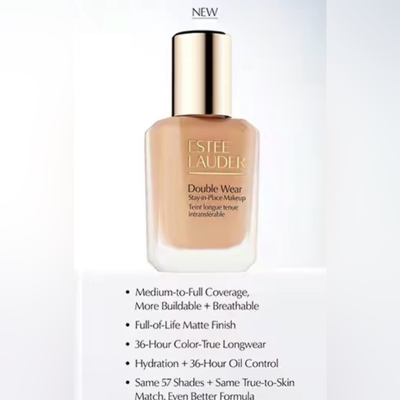 NEW Estee Lauder Double Wear Stay in Place Foundation with pump 1C0 Shell - Picture 3 of 7
